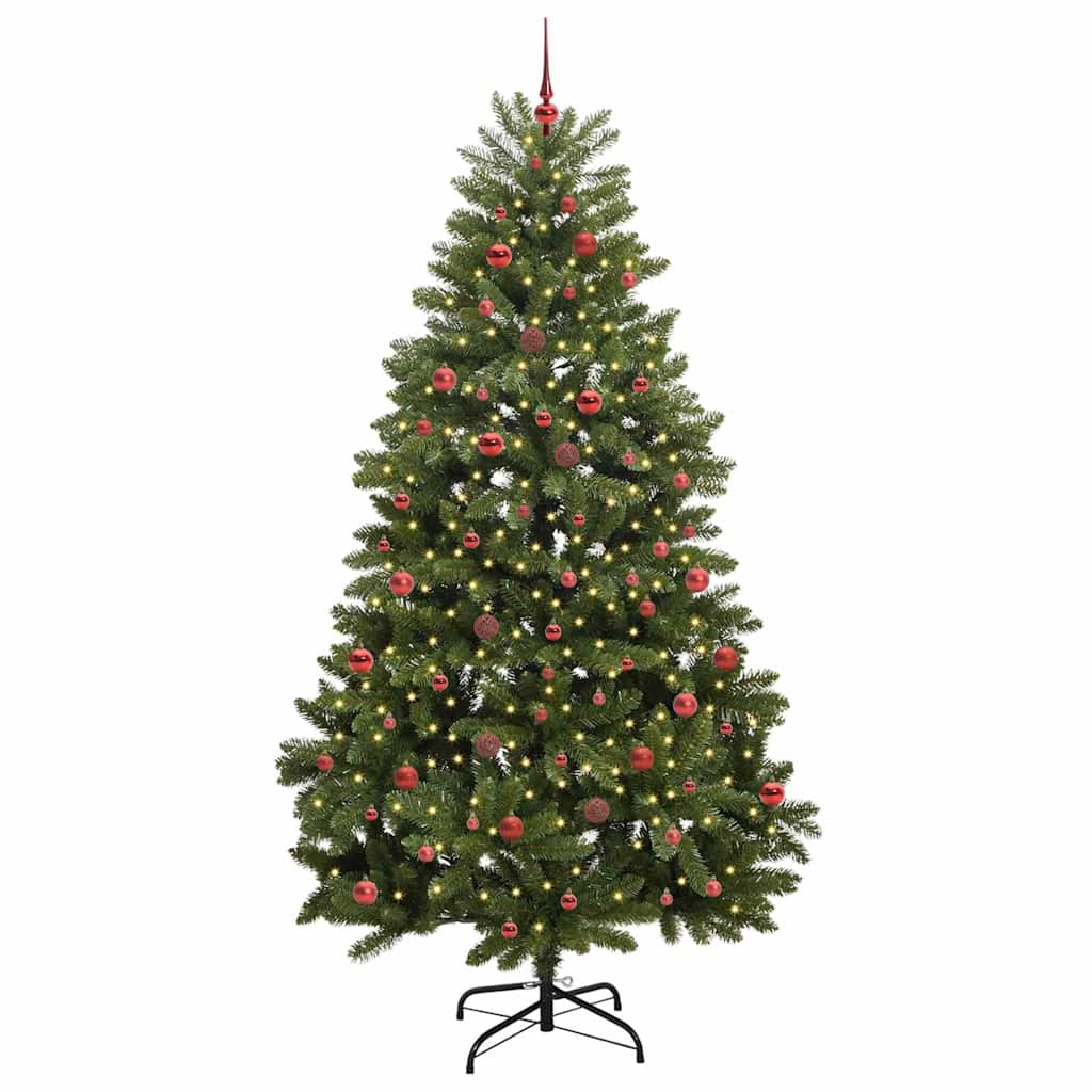 Kunstig juletre med LED -stripelys grønn 240 cm PVC og metall