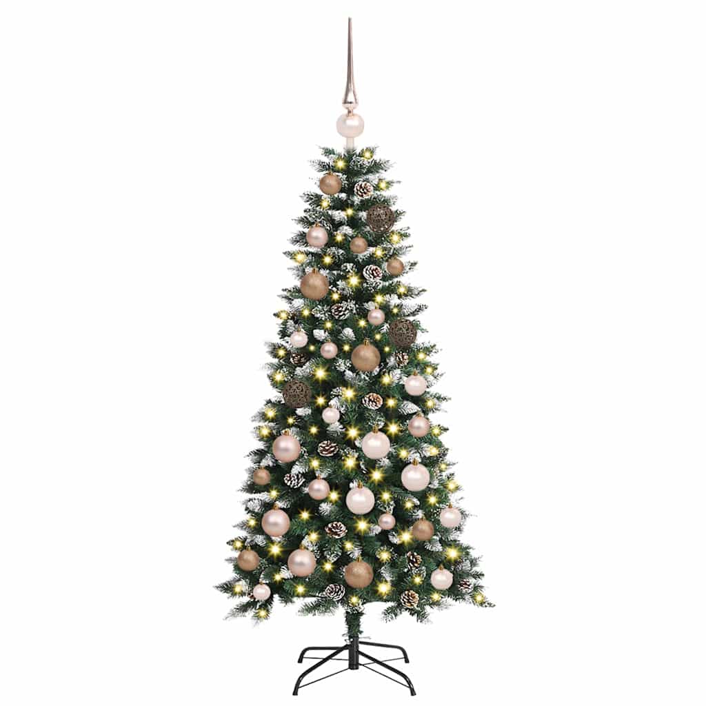 Kunstig juletre med LED -stripelys grønn 120 cm PVC