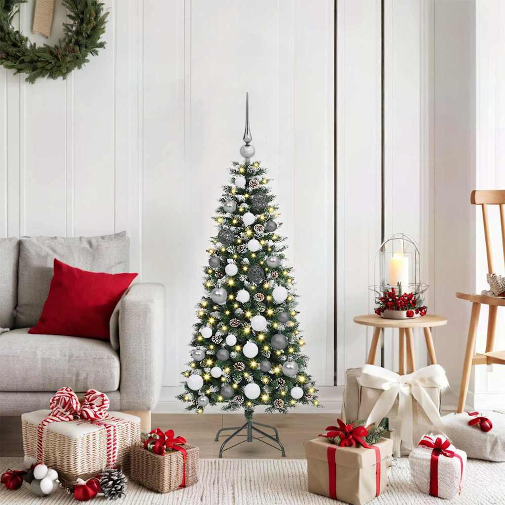 Kunstig juletre with Decorative String Lights grønn 120 cm PVC