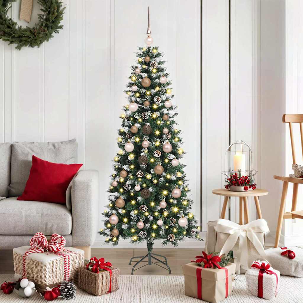 Kunstig juletre med LED -stripelys grønn 150 cm PVC