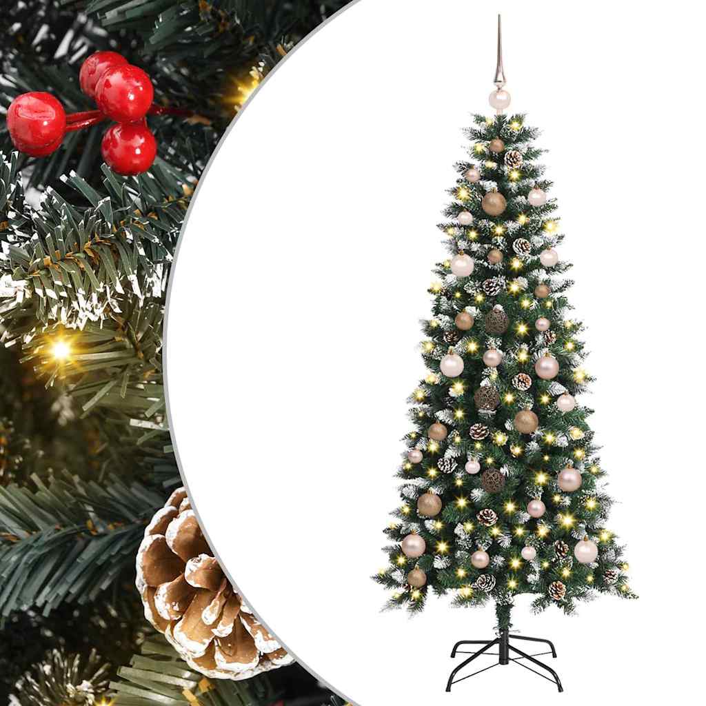 Kunstig juletre med LED -stripelys grønn 150 cm PVC