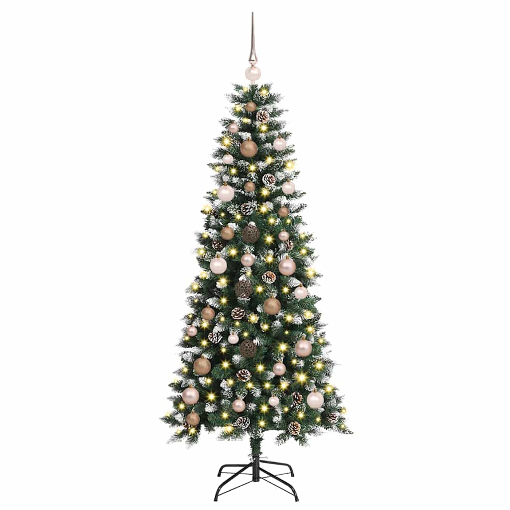 Kunstig juletre med LED -stripelys grønn 150 cm PVC
