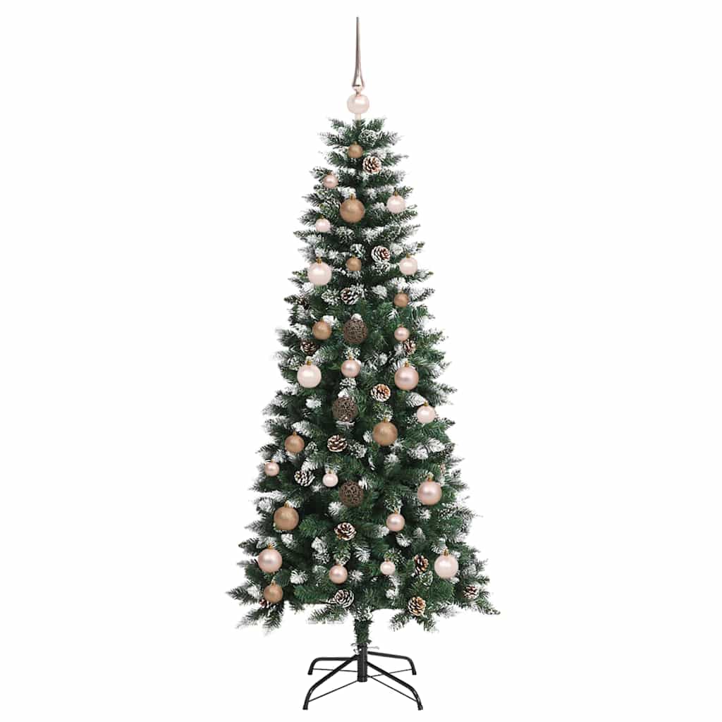 Kunstig juletre med LED -stripelys grønn 150 cm PVC