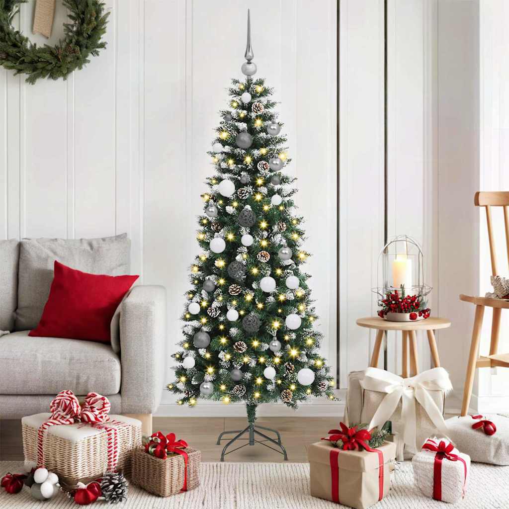 Kunstig juletre with Decorative String Lights grønn 150 cm PVC