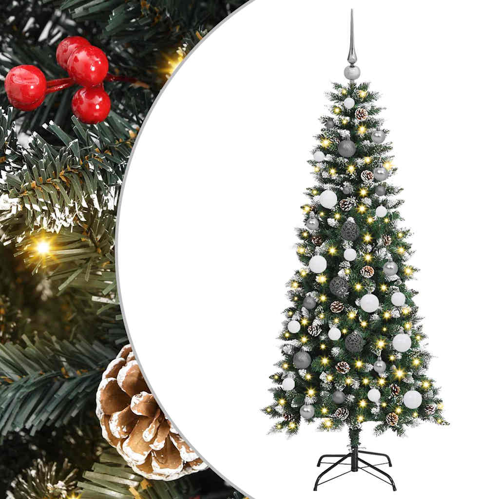 Kunstig juletre with Decorative String Lights grønn 150 cm PVC