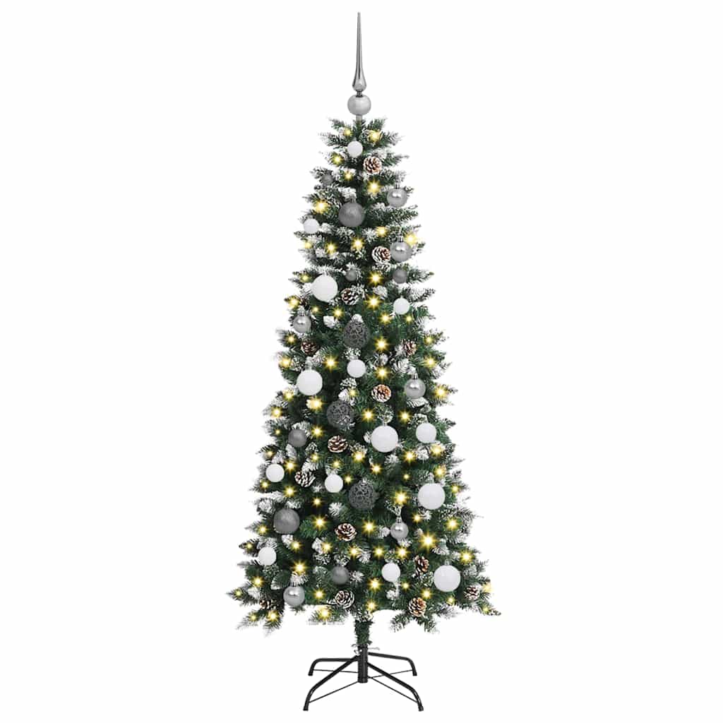 Kunstig juletre with Decorative String Lights grønn 150 cm PVC