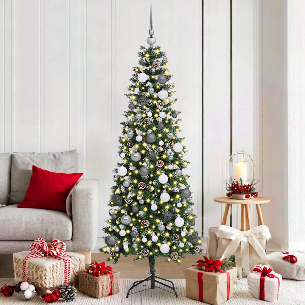 Kunstig juletre med LED -stripelys grønn 180 cm PVC