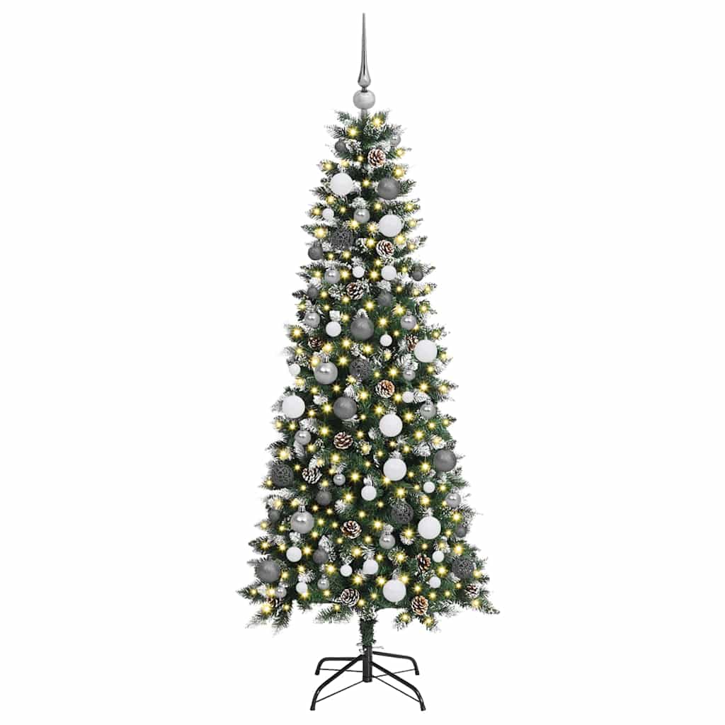 Kunstig juletre med LED -stripelys grønn 180 cm PVC