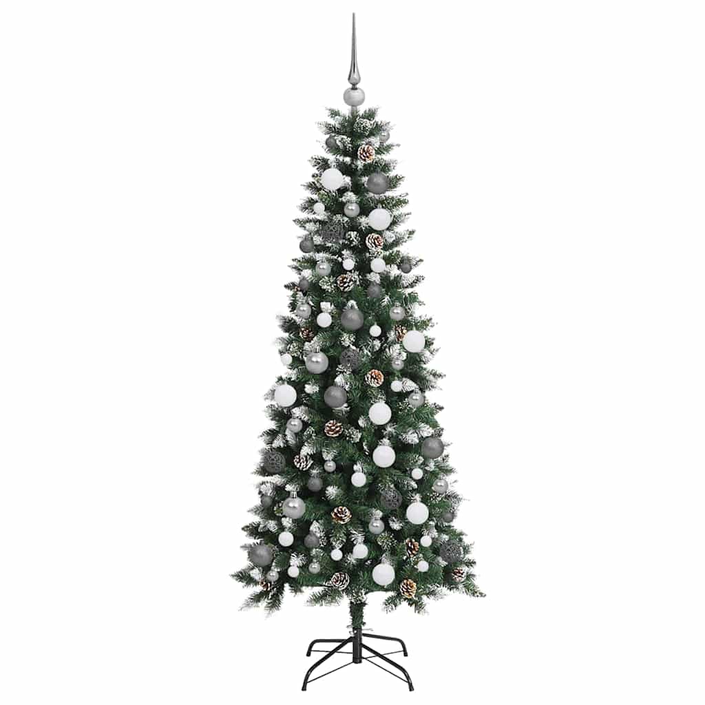 Kunstig juletre med LED -stripelys grønn 180 cm PVC