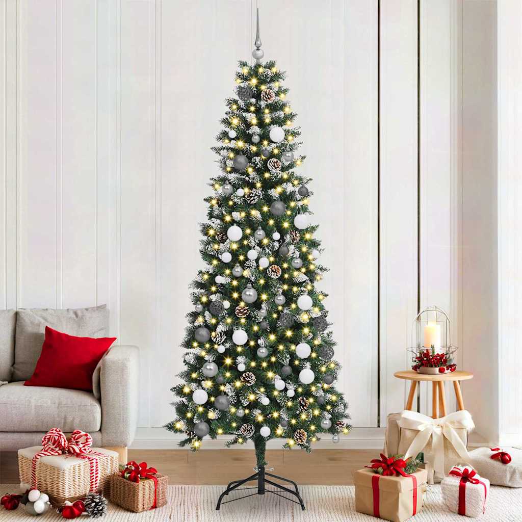 Kunstig juletre med LED -stripelys grønn 210 cm PVC