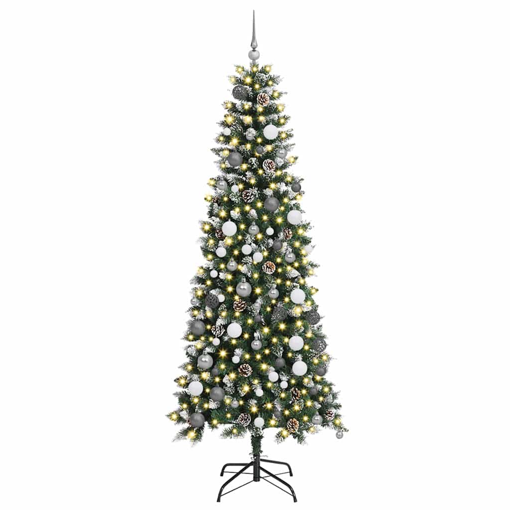 Kunstig juletre med LED -stripelys grønn 210 cm PVC