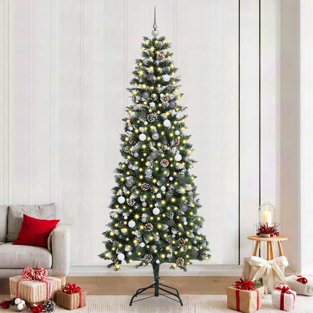 Kunstig juletre med LED -stripelys grønn 240 cm PVC
