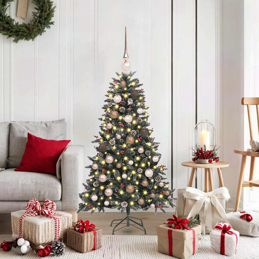 Kunstigjuletre med LED -stripelys grønn 120cm PVC