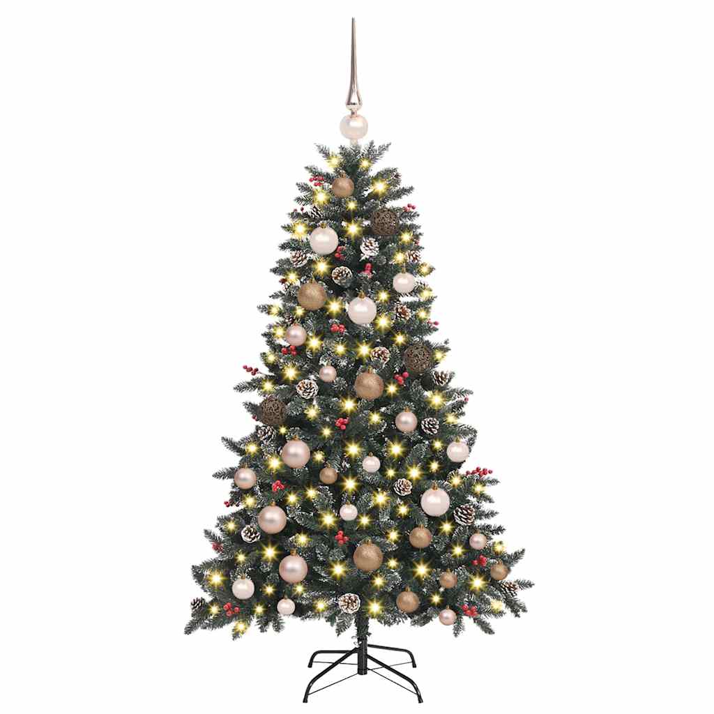 Kunstigjuletre med LED -stripelys grønn 120cm PVC