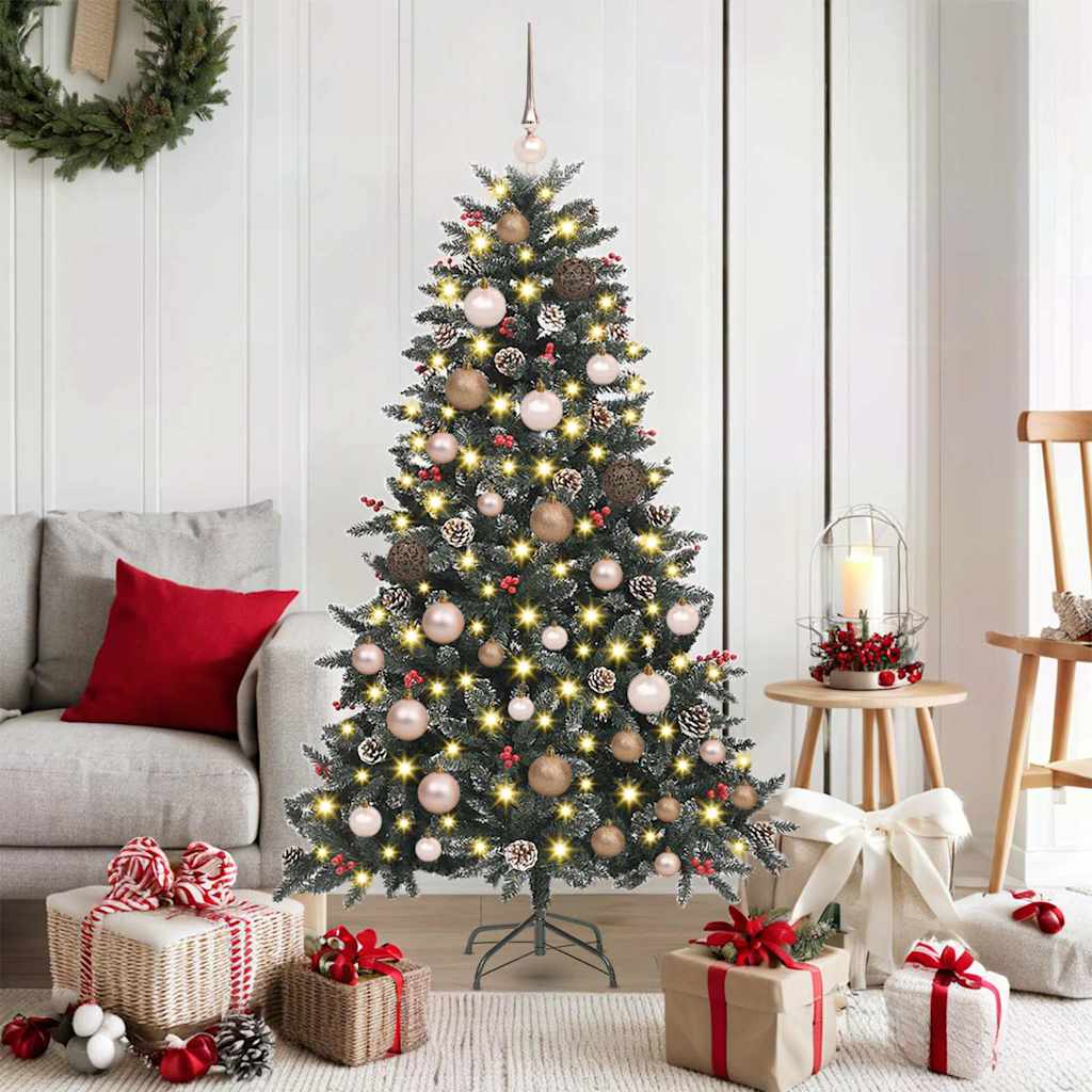 Kunstigjuletre med LED -stripelys grønn 150cm PVC