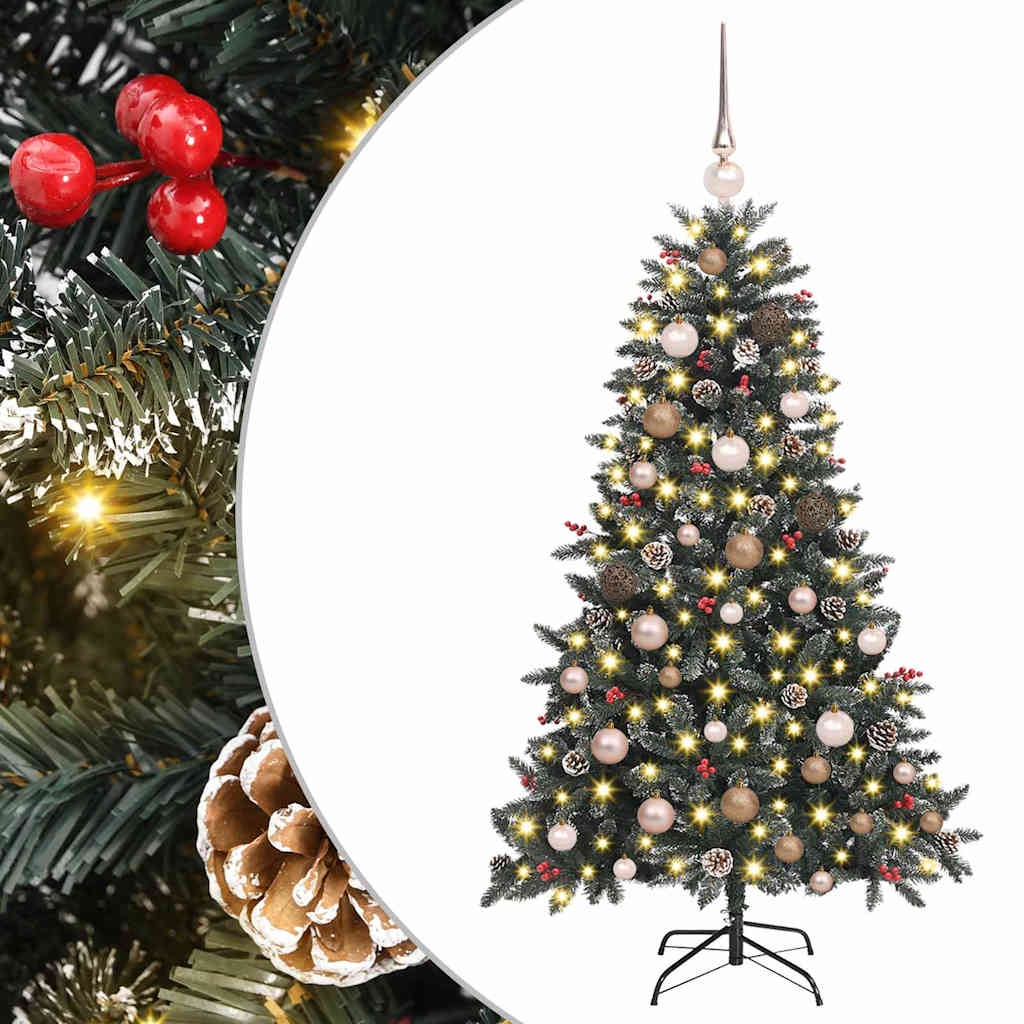 Kunstigjuletre med LED -stripelys grønn 150cm PVC