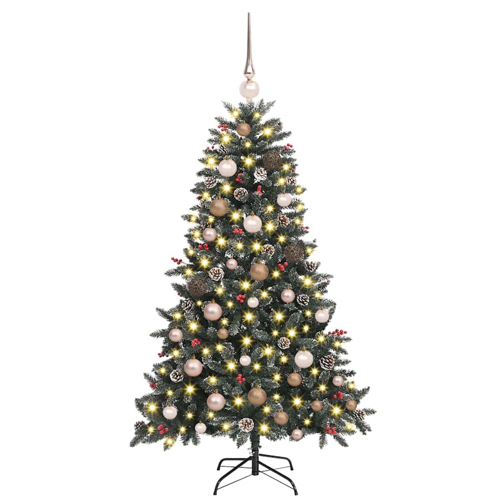Kunstigjuletre med LED -stripelys grønn 150cm PVC