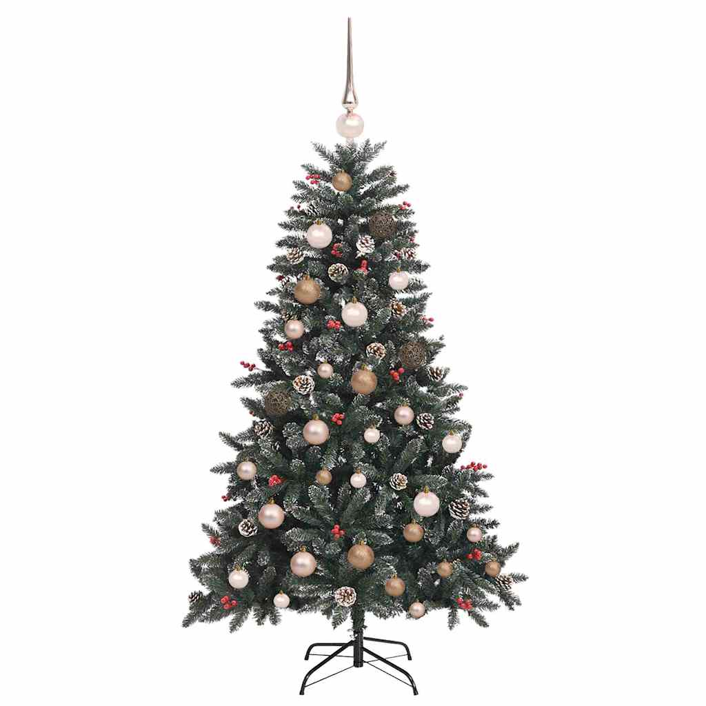 Kunstigjuletre med LED -stripelys grønn 150cm PVC