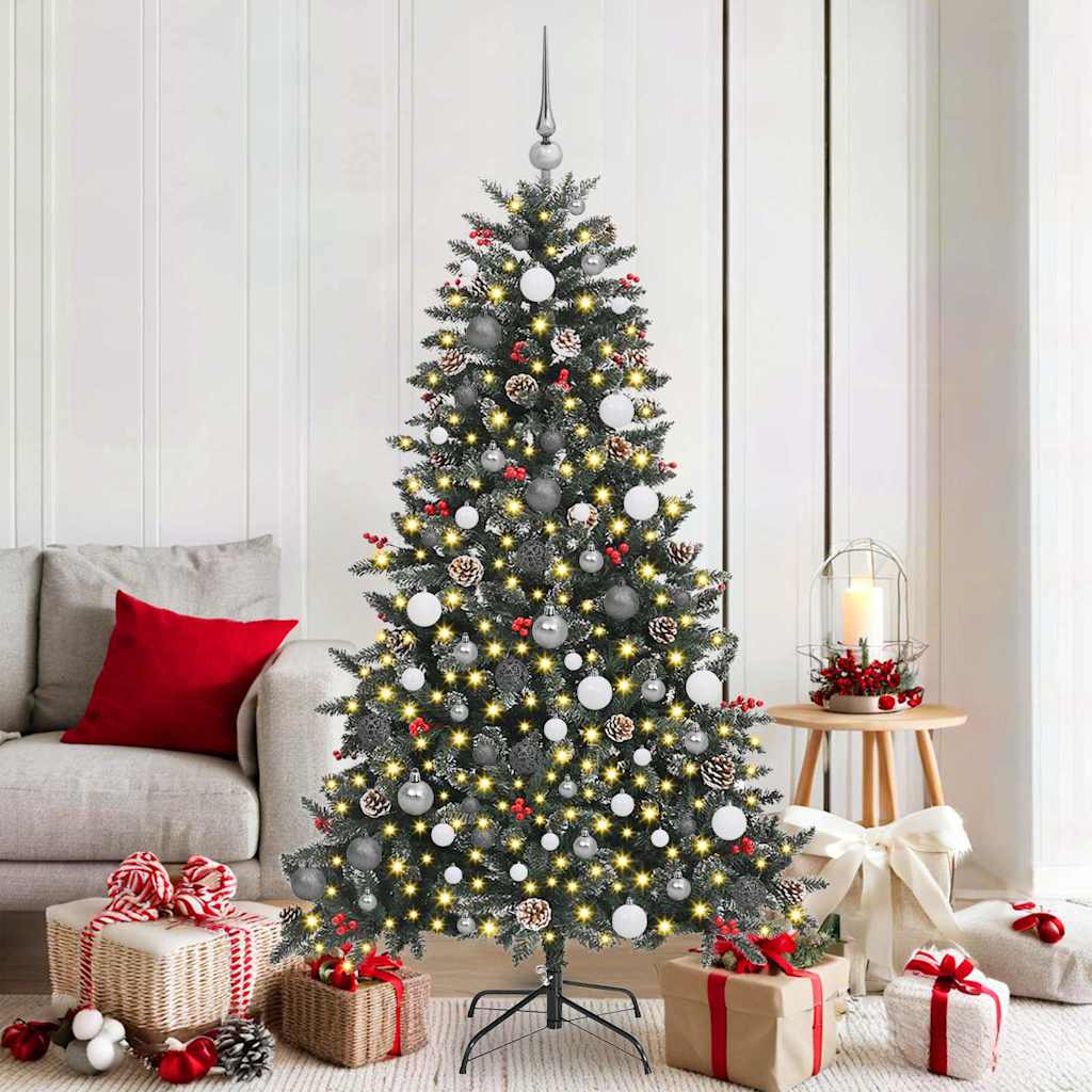 Kunstigjuletre med LED -stripelys grønn 180cm PVC