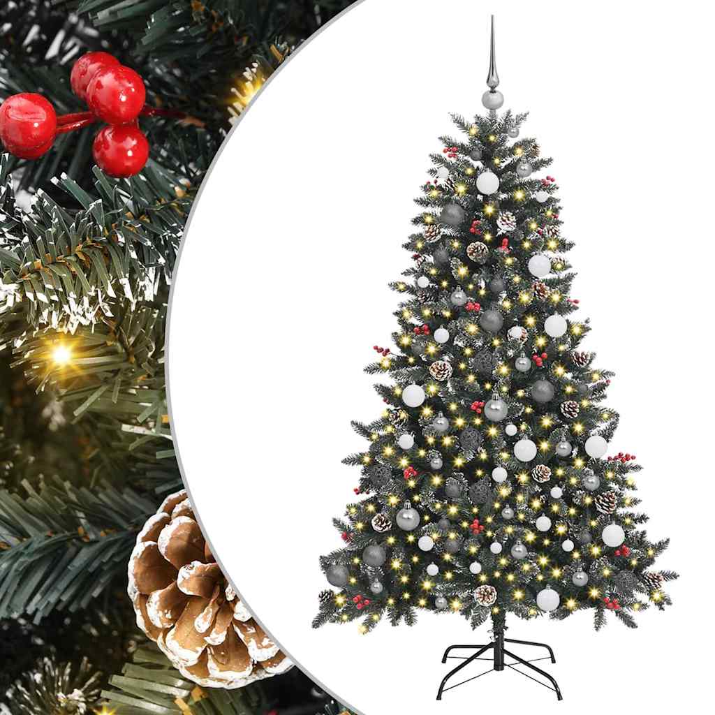 Kunstigjuletre med LED -stripelys grønn 180cm PVC
