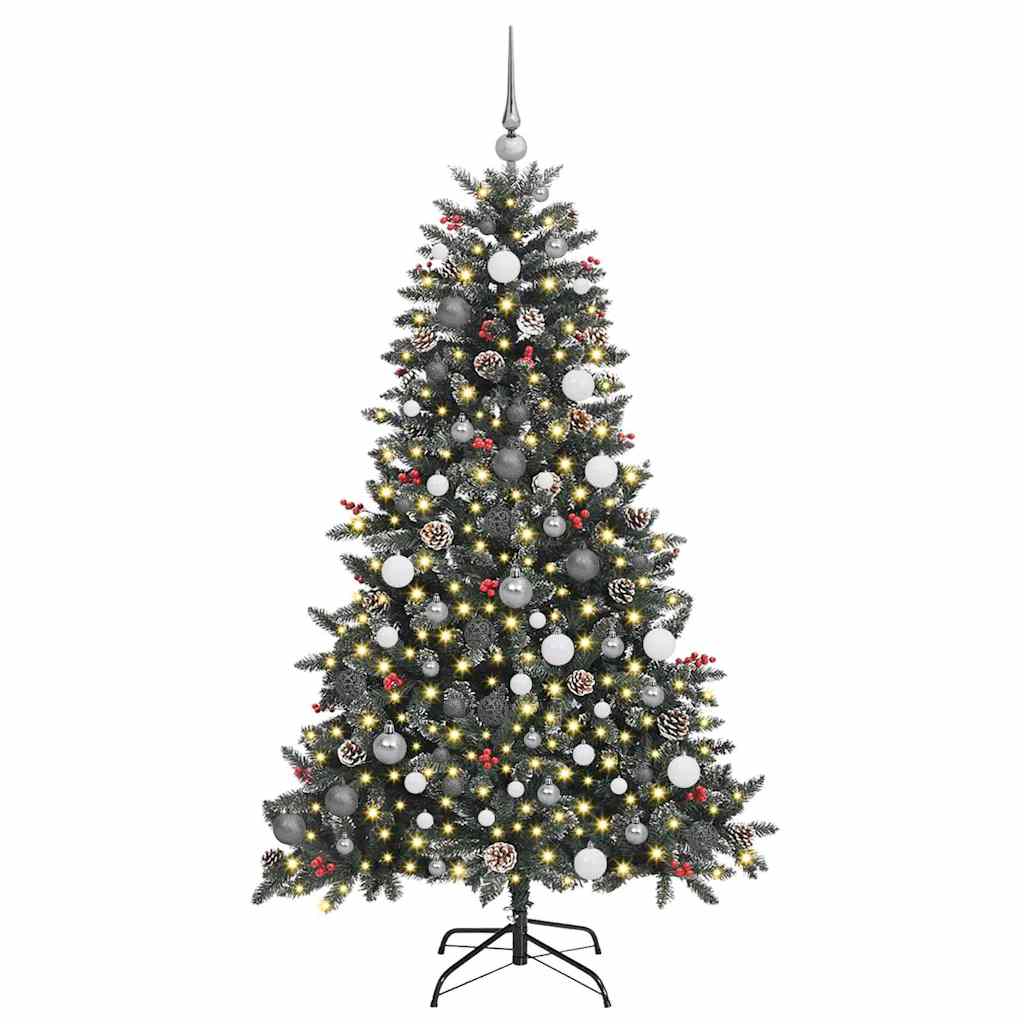 Kunstigjuletre med LED -stripelys grønn 180cm PVC