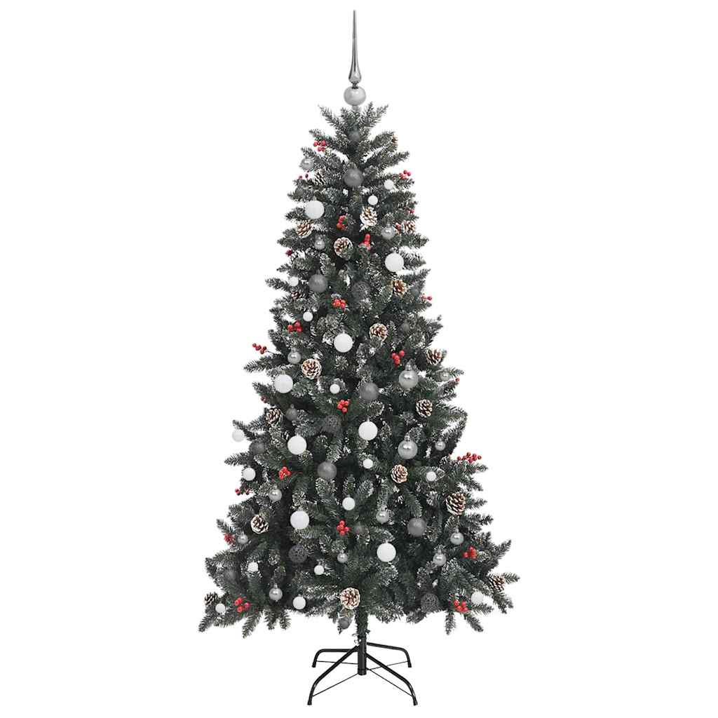 Kunstigjuletre med LED -stripelys grønn 210cm PVC