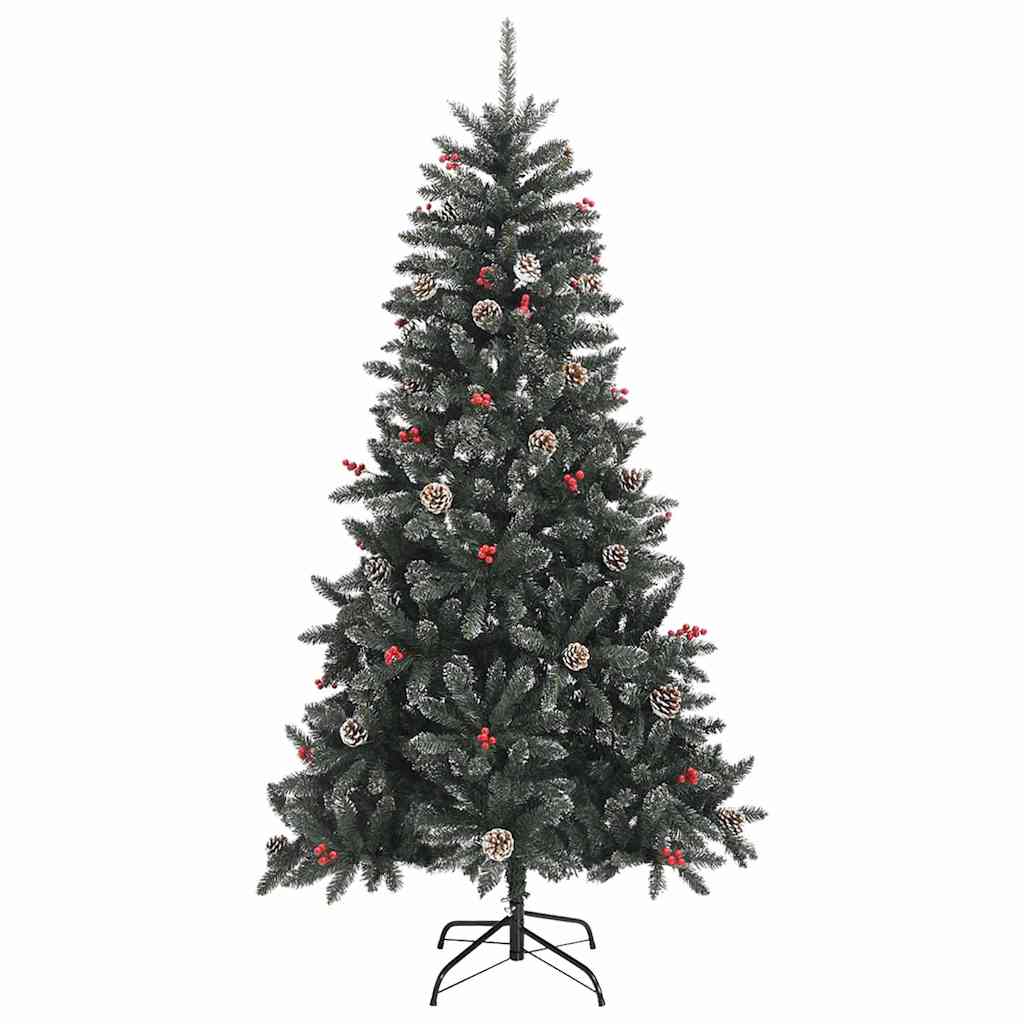 Kunstigjuletre med LED -stripelys grønn 210cm PVC