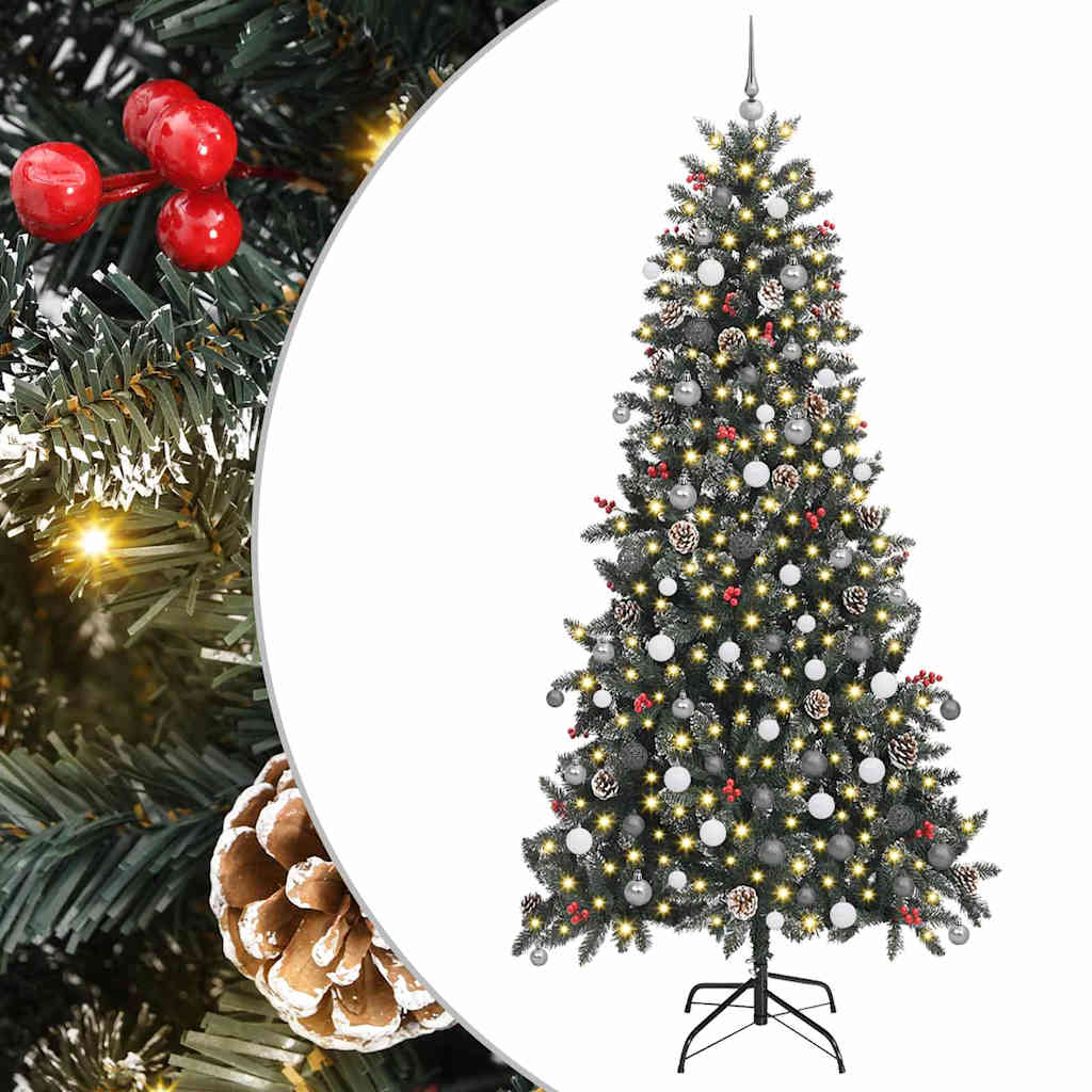 Kunstigjuletre med LED -stripelys grønn 240cm PVC