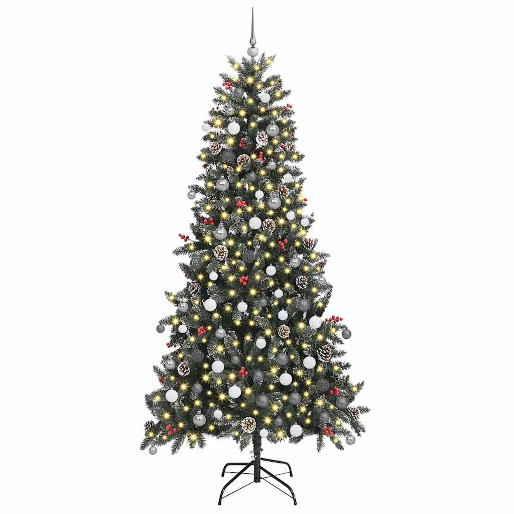 Kunstigjuletre med LED -stripelys grønn 240cm PVC