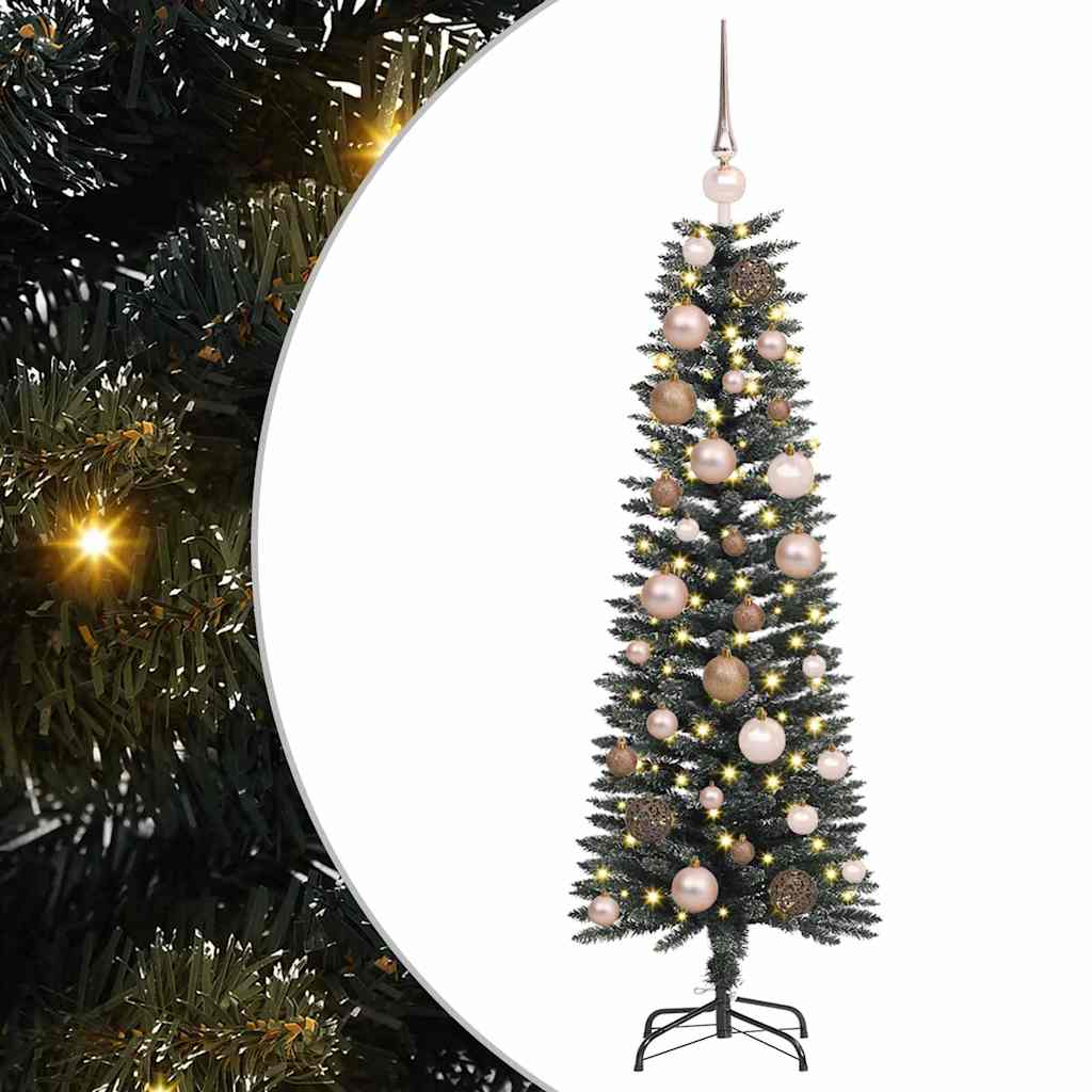 Kunstigjuletre med LED -stripelys grønn 120cm PVC