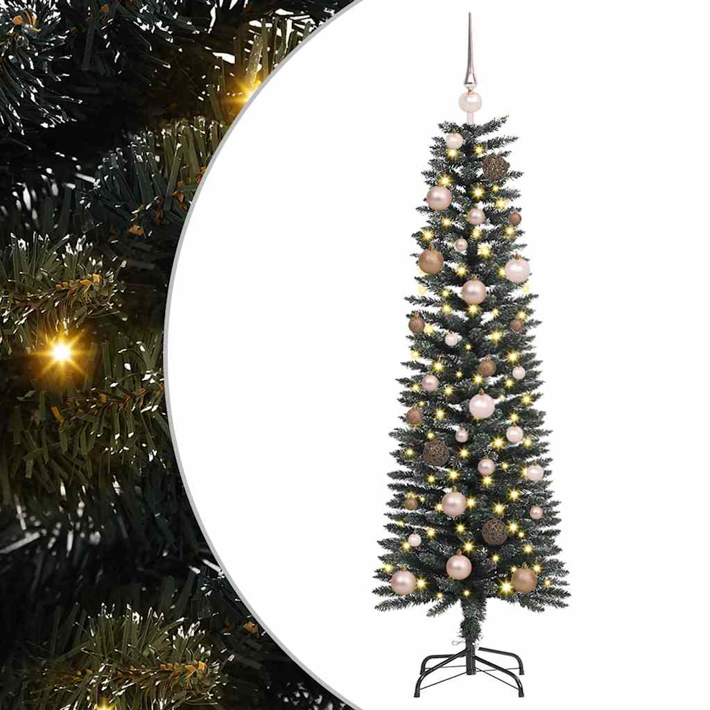 Kunstigjuletre med LED -stripelys grønn 150cm PVC