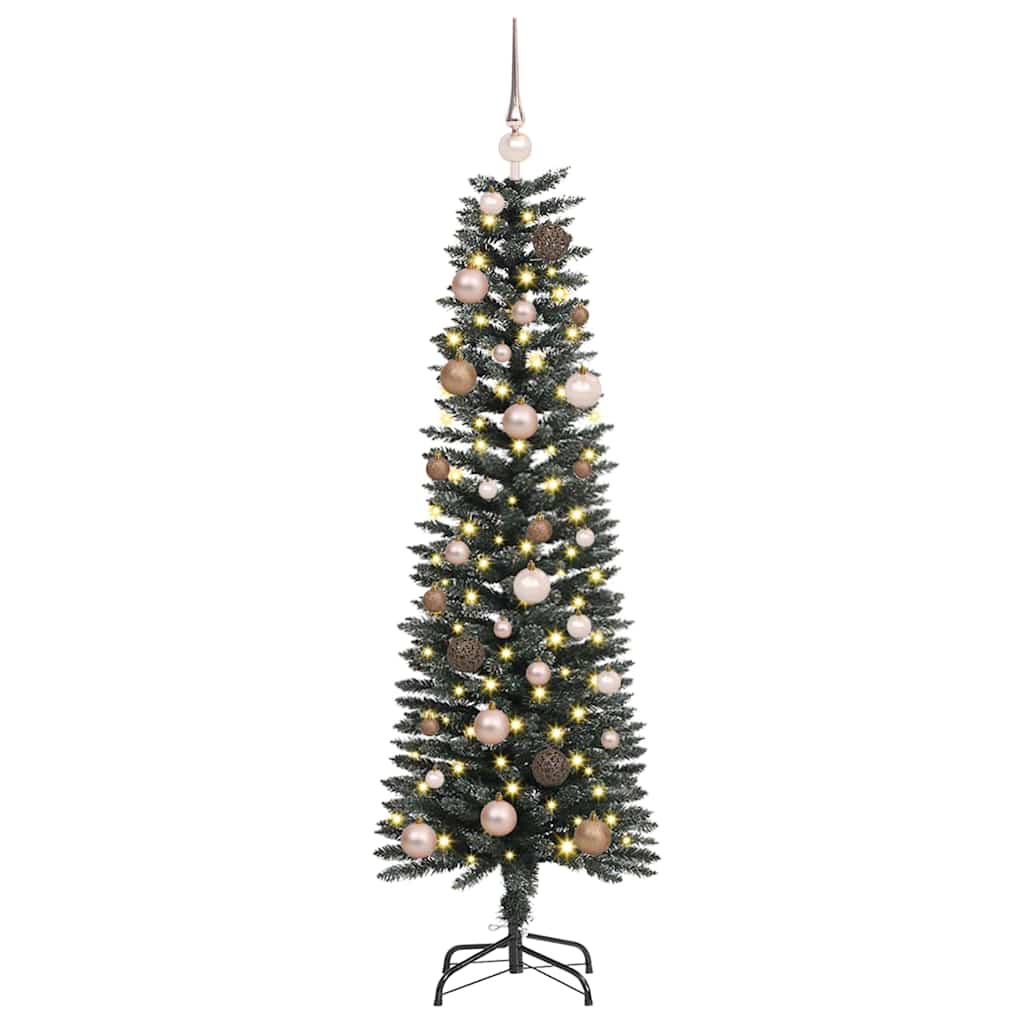 Kunstigjuletre med LED -stripelys grønn 150cm PVC
