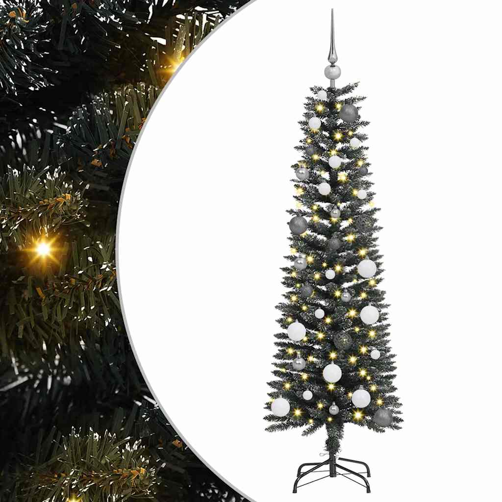 Kunstig juletre with Decorative String Lights grønn 150 cm PVC