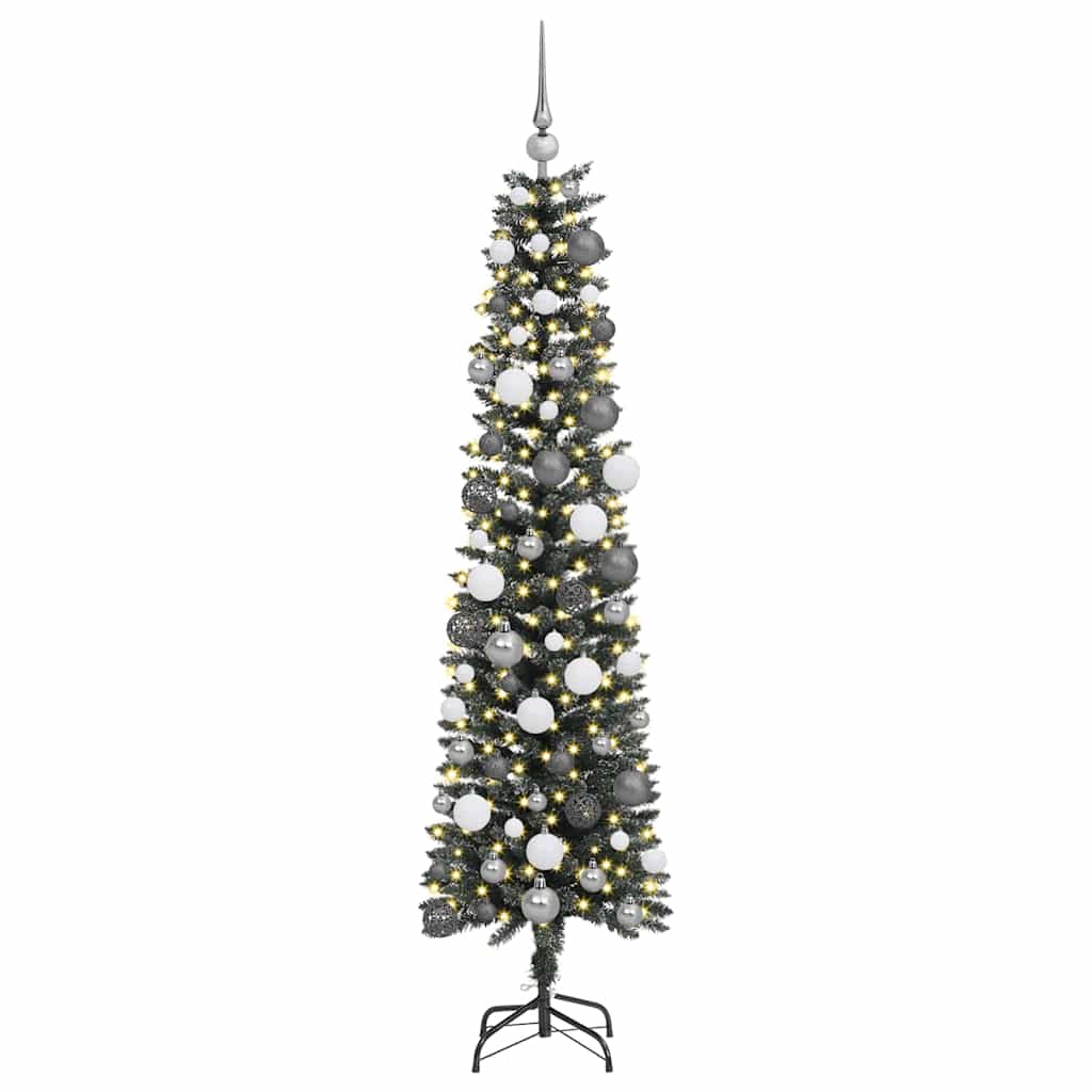 Kunstigjuletre med LED -stripelys grønn 180cm PVC
