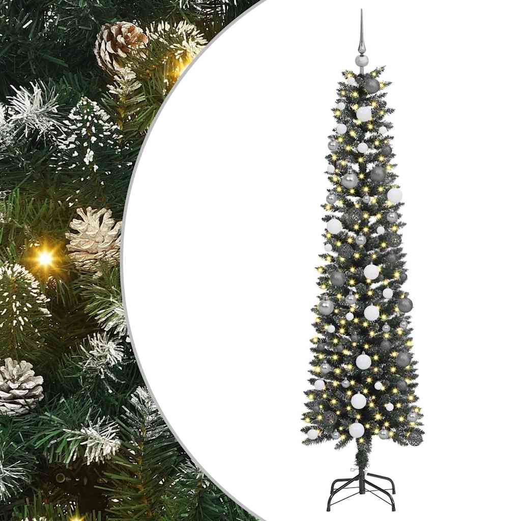 Kunstigjuletre med LED -stripelys grønn 210cm PVC