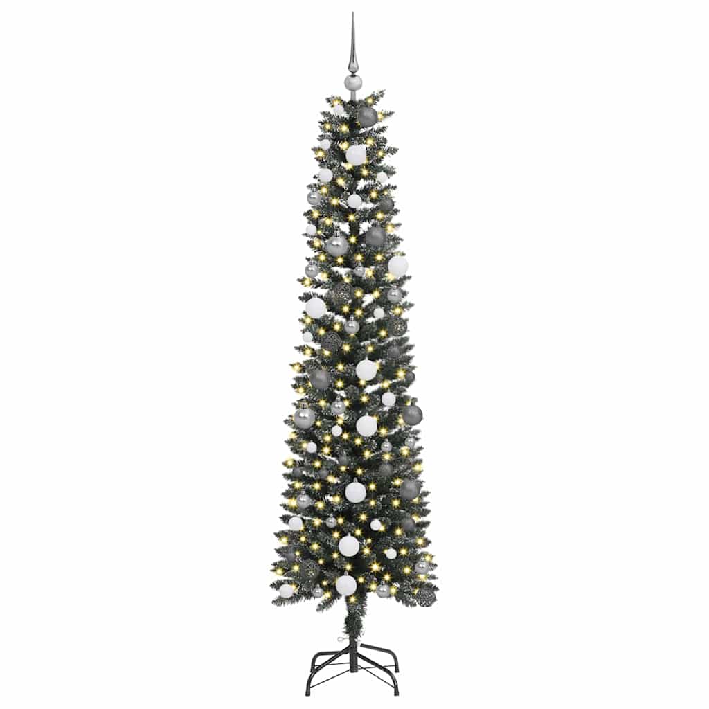 Kunstigjuletre med LED -stripelys grønn 210cm PVC