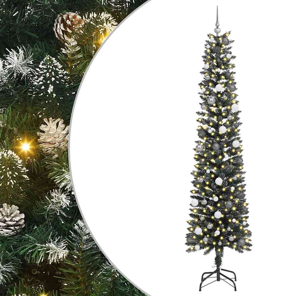 Kunstigjuletre med LED -stripelys grønn 240cm PVC