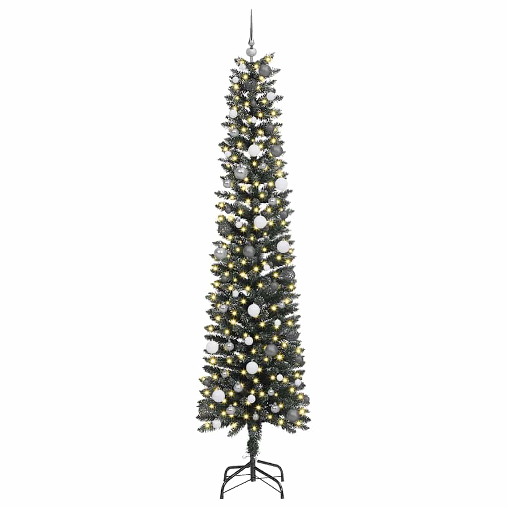 Kunstigjuletre med LED -stripelys grønn 240cm PVC