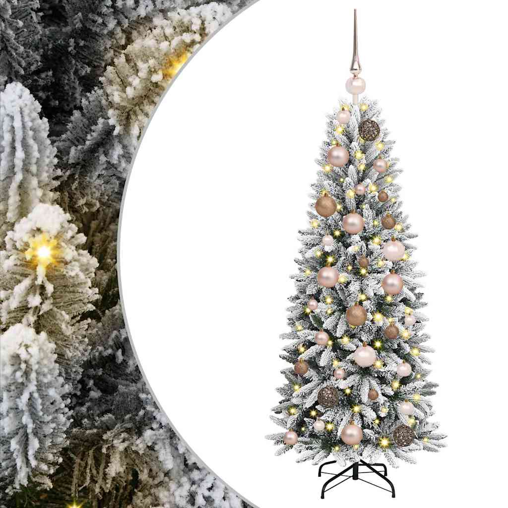 Kunstigjuletre med LED -stripelys Hvit 120cm PVC