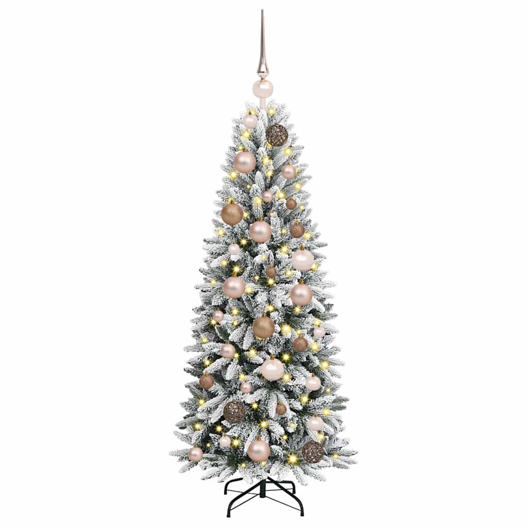 Kunstigjuletre med LED -stripelys Hvit 120cm PVC
