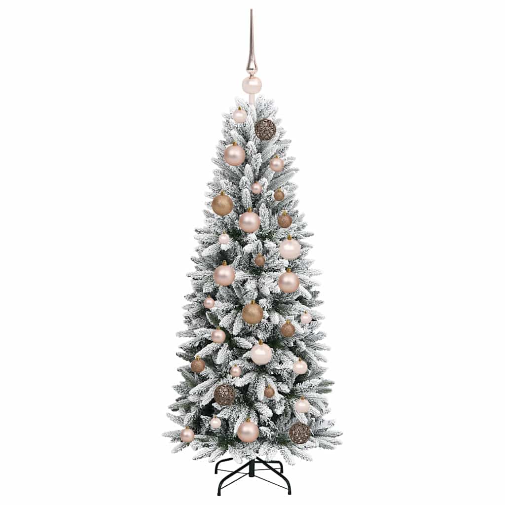 Kunstigjuletre med LED -stripelys Hvit 120cm PVC