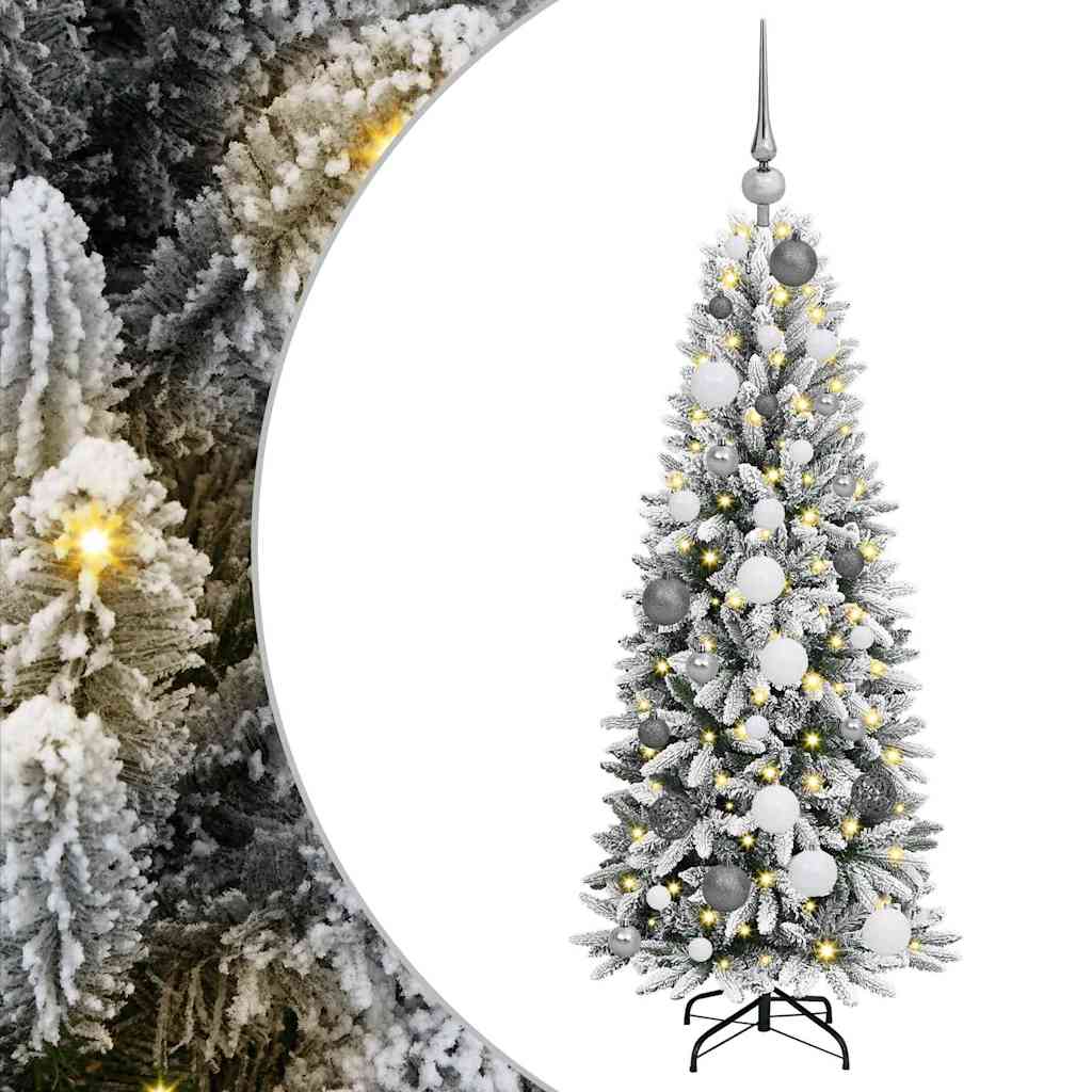 Kunstigjuletre med LED -stripelys Hvit 120cm PVC