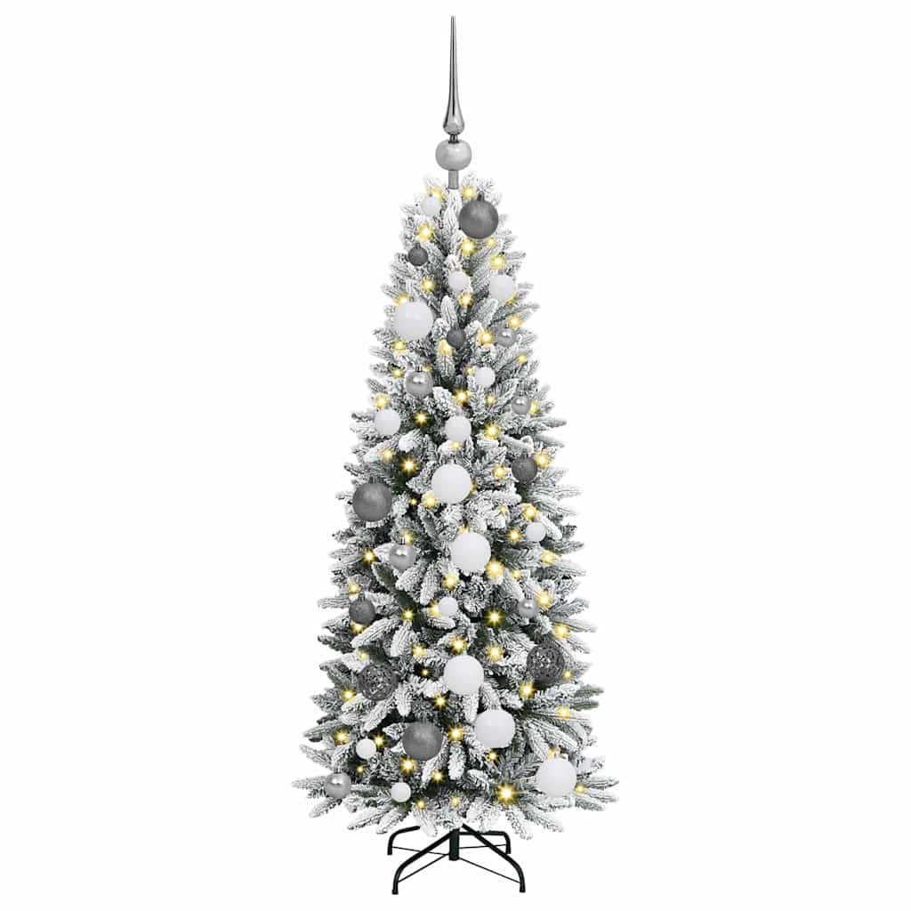 Kunstigjuletre med LED -stripelys Hvit 120cm PVC