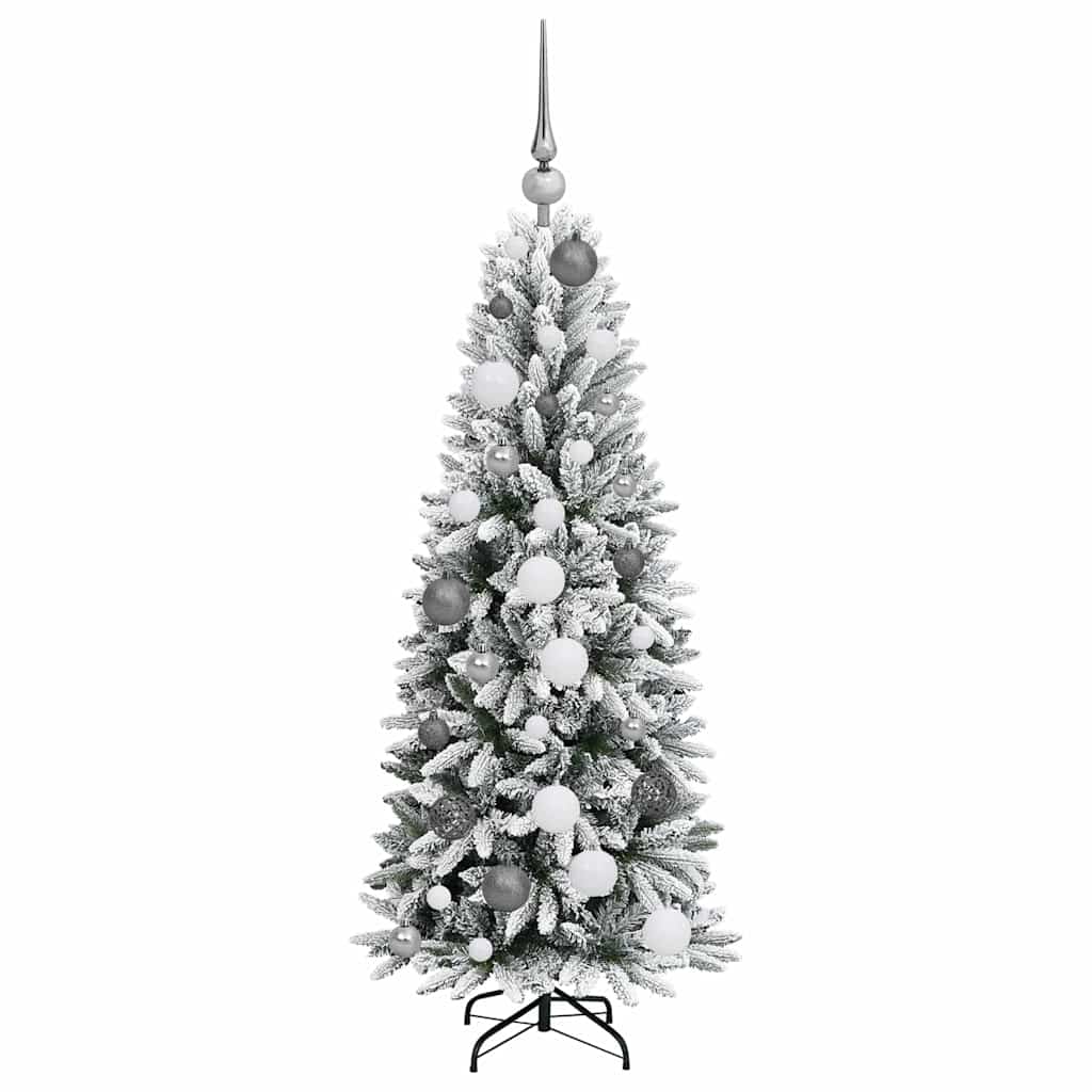 Kunstigjuletre med LED -stripelys Hvit 120cm PVC