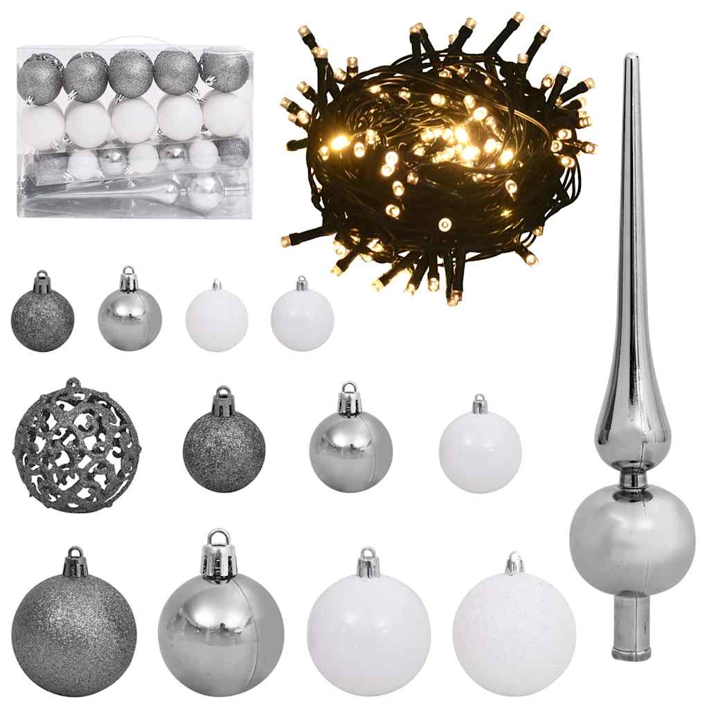 Kunstigjuletre med LED -stripelys Hvit 120cm PVC
