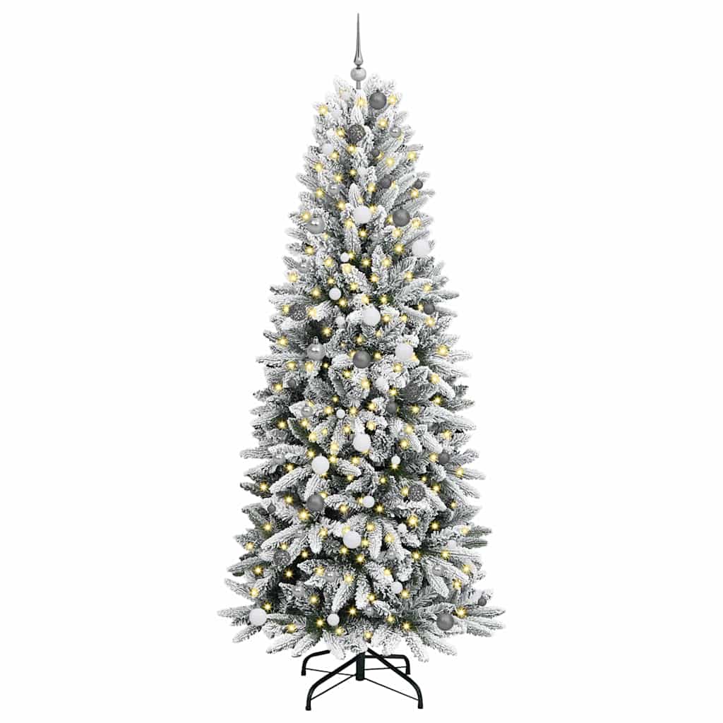 Kunstigjuletre med LED -stripelys Hvit 240cm PVC