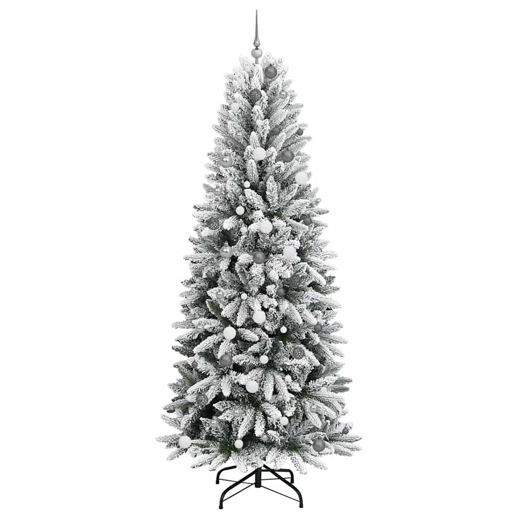 Kunstigjuletre med LED -stripelys Hvit 240cm PVC