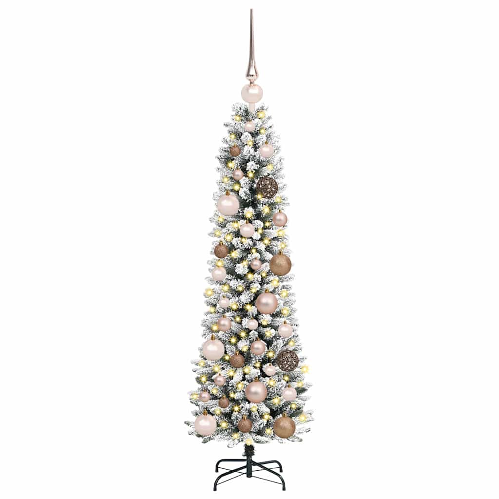 Kunstigjuletre med LED -stripelys Hvit 120cm PVC