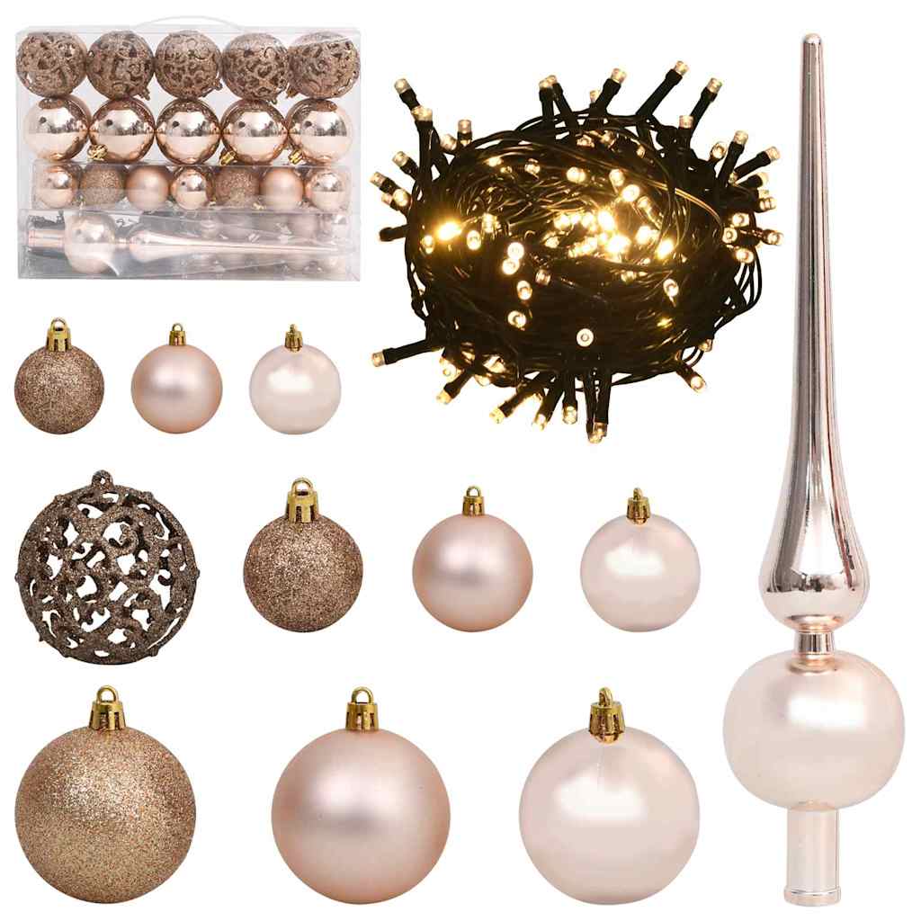 Kunstigjuletre med LED -stripelys Hvit 120cm PVC