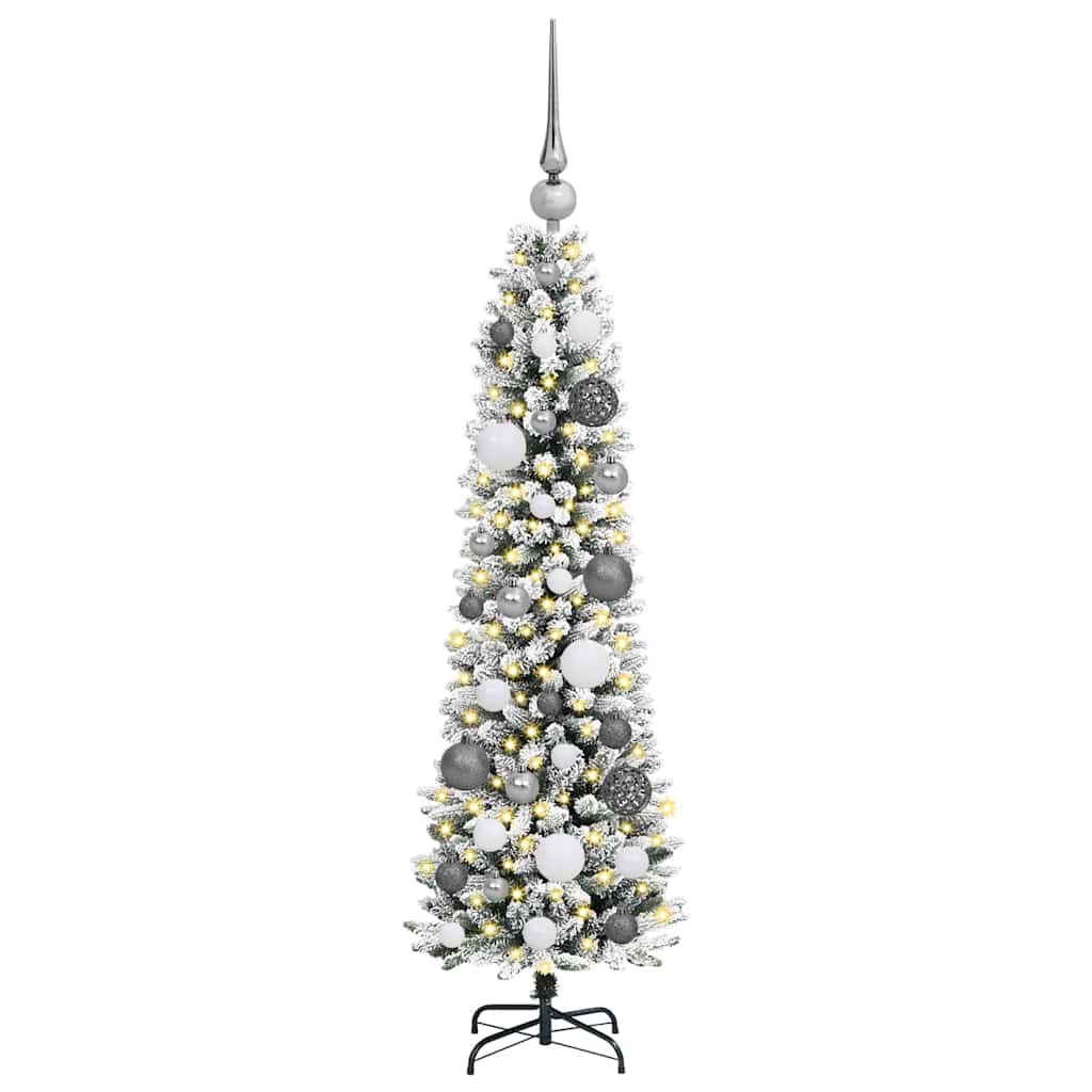 Kunstigjuletre med LED -stripelys Hvit 120cm PVC